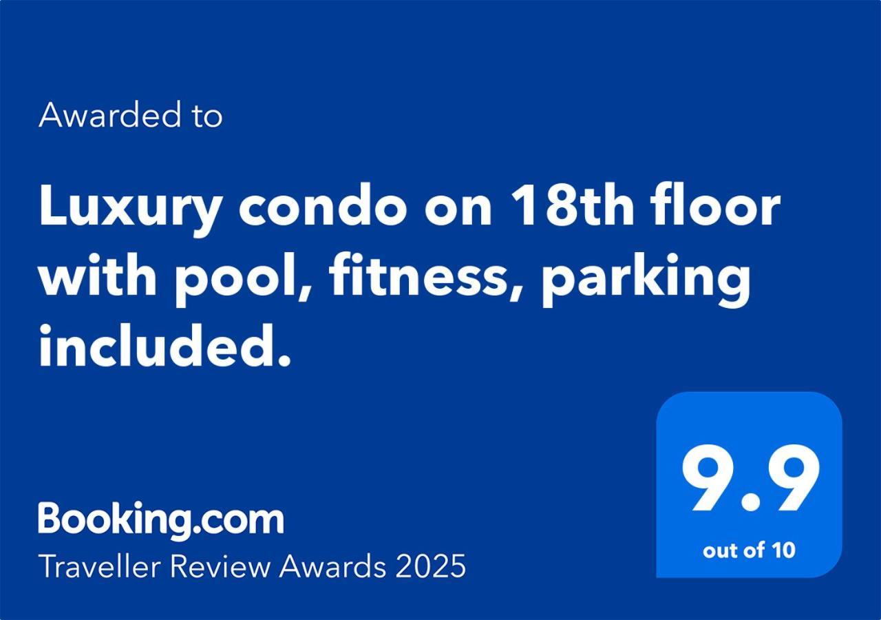 Luxury Condo On 18Th Floor With Pool, Fitness, Parking Included. Szkopje Kültér fotó